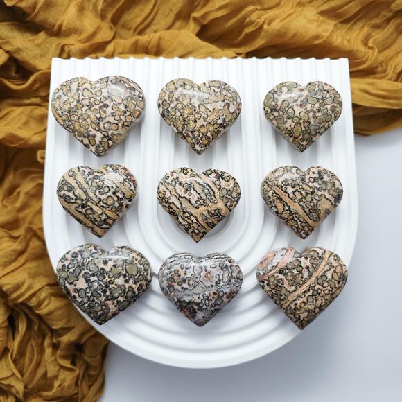 Leopard Skin Jasper Heart Crystal Carving Strength Crystals - Picture 5 of 9
